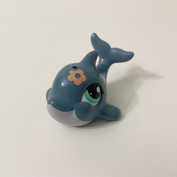 Littlest Pet Shop 1603 Blue Dolphin Pink Flower Whale Fish LPS - Picture 12 of 12